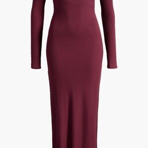 NWT SKIMS Soft Lounge Long Sleeve Dress in Bordeaux